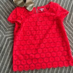 NWOT Lilly Pullitzer Floral Stitched Top w/Scallop